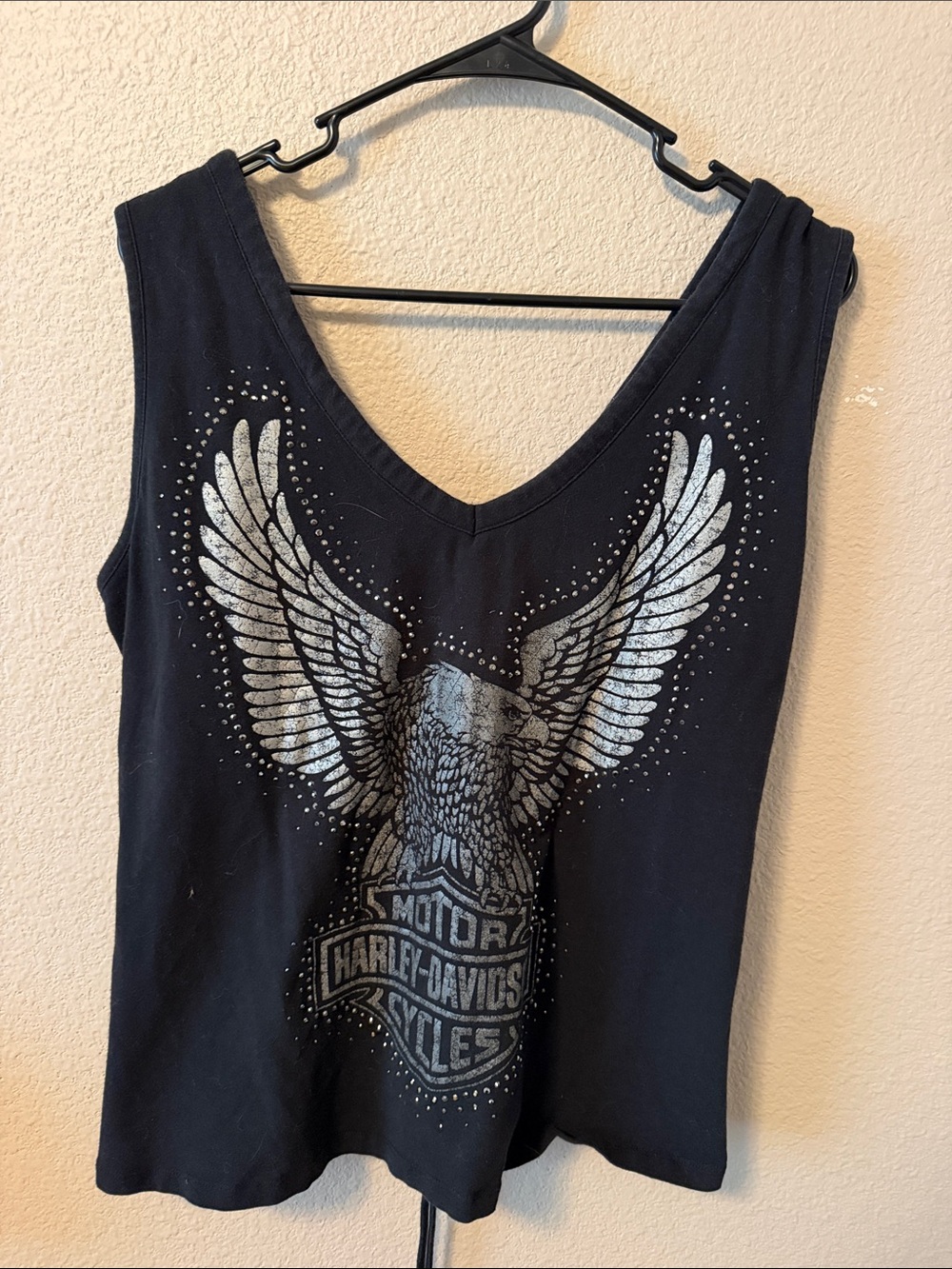 Harley-Davidson Black Tank with Silver Eagle Emblem